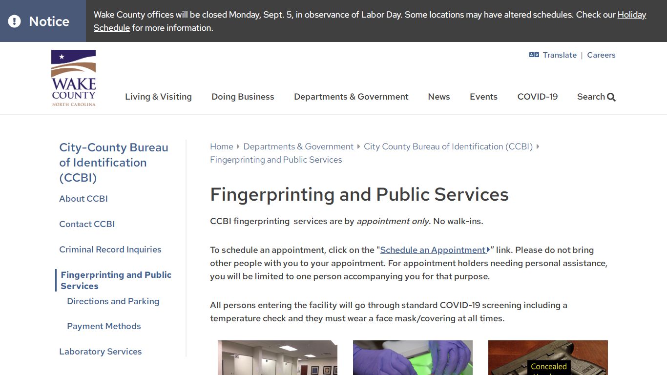 Fingerprinting and Public Services | Wake County Government